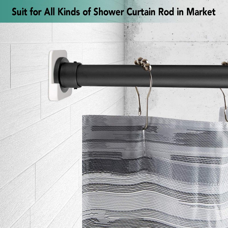 CANRAY Shower Curtain Rod Holder for Wall Mount | Adhesive Shower Tension Rod Retainer for Tile | No Drilling | Stick On | 2 Pack, White (Shower Curtain Rod Not Included) - Image 4